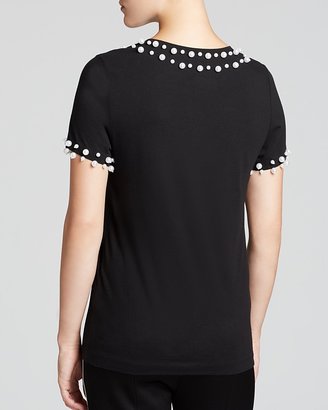 DKNY Faux Pearl Embellished Tee