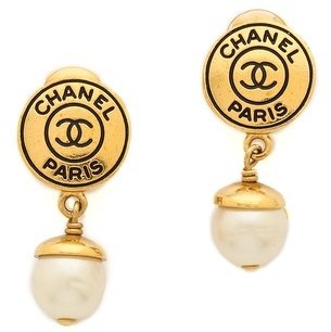 WGACA What Goes Around Comes Around Vintage Chanel Paris Drop Earrings