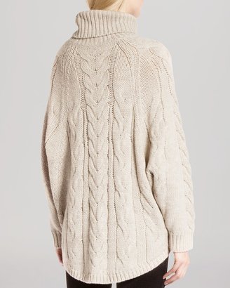 Halston Sweater - Oversized Turtleneck Cable Stitch Wool