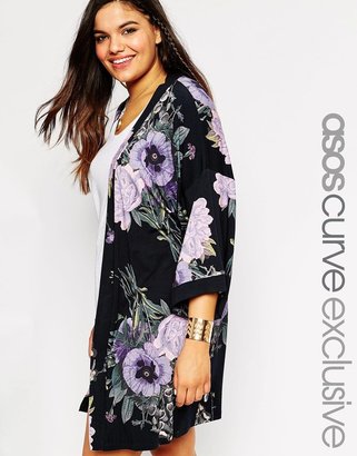 ASOS CURVE Exclusive Kimono in Botanical Digital Print