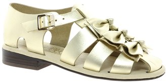 F-Troupe Bow Gold Strap Flat Sandals - Gold