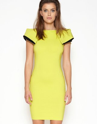 Lipsy Vesper Bodycon Dress With Exaggerated Shoulder