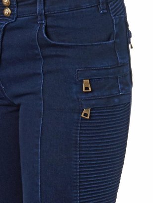 Balmain Moto-style mid-rise skinny jeans