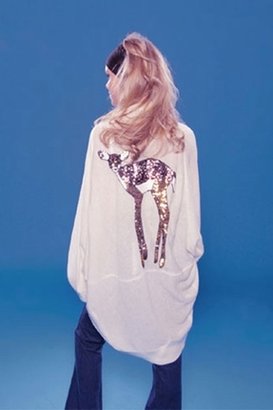 Wildfox Couture Sequin Fawn Midnight Cowboy Shrug in Cream