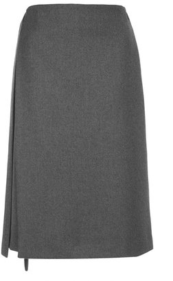 Ooh! La Boutique. made in britain. 100% wool. dry clean only. Grey marl melton wool wrap skirt with tie-side detailing,