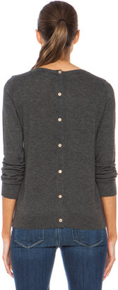 Golden Goose Heart Cashmere Pullover with Button Back Detail in Melange Grey