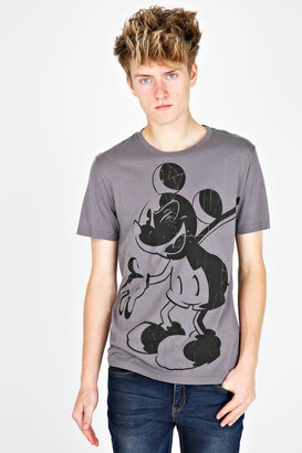 Yours Clothing DISNEY COUTURE Charcoal Mickey Mouse Shadow T-shirt