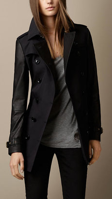 Burberry Leather and Technical Cotton Trench Coat