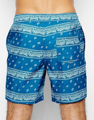 ASOS Swim Shorts In Mid Length With Bandana Print