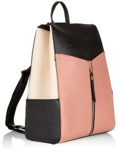 New Look Black and Pink Formal Zip Front Backpack