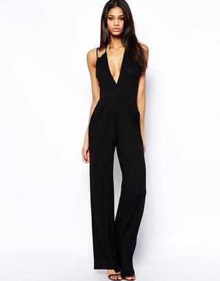 ASOS COLLECTION Jumpsuit with Deep Plunge and Strap Detail