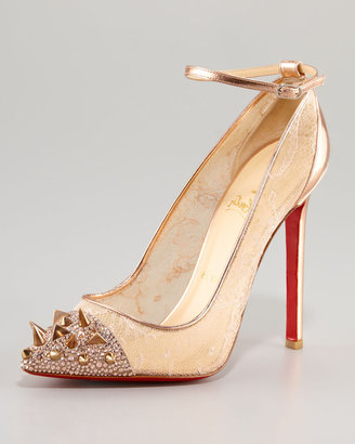 Christian Louboutin Picks & Co Potpourri Spiked Toe & Lace Red Sole Pump