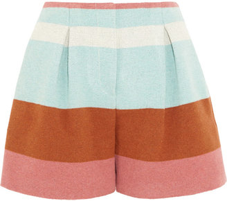 See by Chloe Striped woven felt shorts