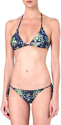 Mary Katrantzou Beaded-print triangle bikini