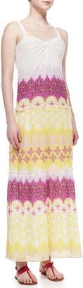 Diane von Furstenberg Marny Sweetheart-Neck Long Crinkle Dress, Multicolor