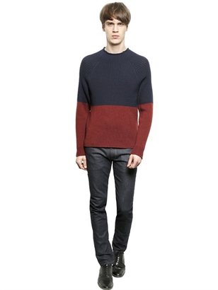 Dolce & Gabbana Color Block Ribbed Wool Sweater
