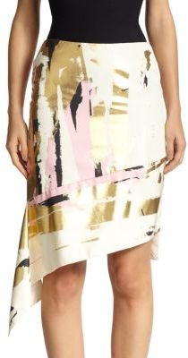 Reed Krakoff Foiled Asymmetrical Silk Skirt