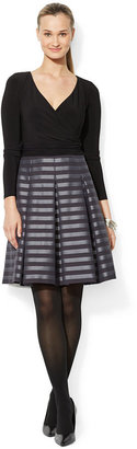 American Living Striped Mixed-Media Flare Dress