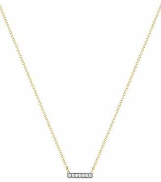 Sylvie Dana Rebecca Designs 14K White and Yellow Gold Rose Mini Bar Necklace with Diamonds, 16"