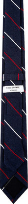 Thom Browne Navy Cashmere Striped Tie