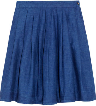 Chinti and Parker Linen-blend chambray mini skirt