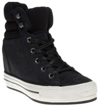 Converse New Womens Black Platform Plus Coll Suede Trainers Ankle Boots Lace Up