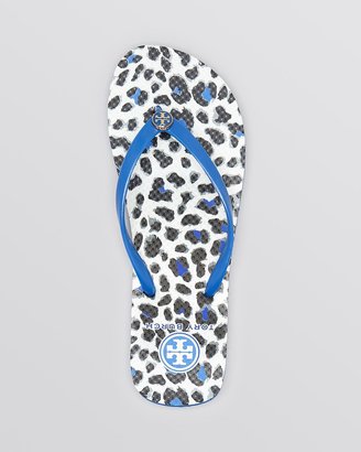 Tory Burch Flip Flops - Thin Logo Strap Leopard Print