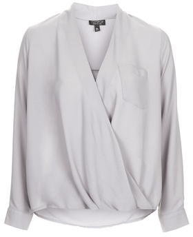 Topshop Womens Drape Front Blouse - Pale Grey