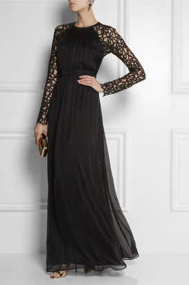 Temperley London Long Lily lace and silk-blend chiffon gown