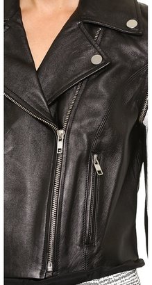 Yigal Azrouel Cut25 by Leather Jacket with Zip Off Sleeves