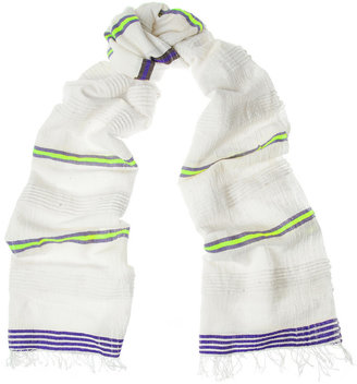 Lemlem Dido Checked neon striped cotton-blend scarf
