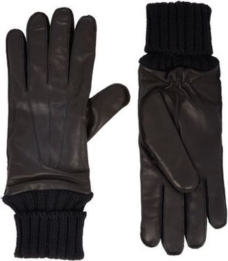 Barneys New York Knit-Cuff Leather Gloves