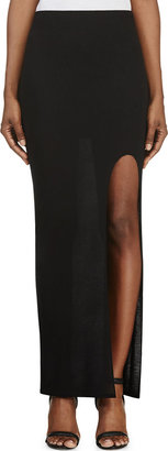 Helmut Lang Black Jersey Side-Slit Maxi Skirt