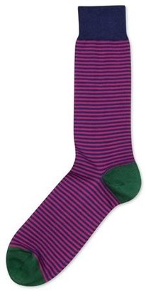 Charles Tyrwhitt Navy & pink fine stripe sock