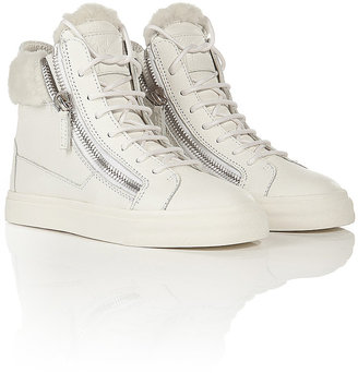 Giuseppe Zanotti Leather High-Top Sneakers with Shearling