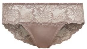New Look Kelly Brook Light Blue Floral Lace Panel Brazilian Briefs