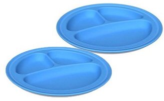 Green Toys Leadoff Divided Plate - Blue - 2 Pack