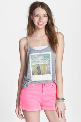 THIS CITY Cuff Stretch Cotton Shorts (Juniors)