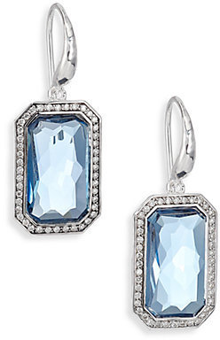 Ippolita Stella London Blue Topaz, Diamond & Sterling Silver Rectangle Drop Earrings