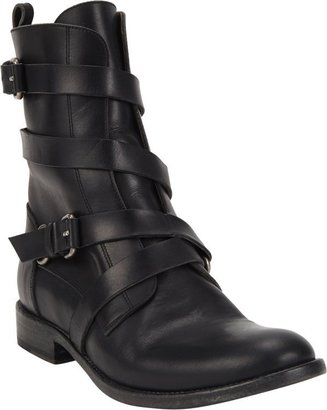 Sartore Wraparound Buckle-Strap Ankle Boots-Black