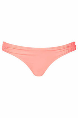 Topshop Womens Sunset Pink Basic Ruche Bikini Pants - Pink