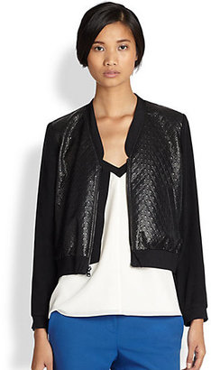 Tibi Quilted Silk-Sleeved Jacket