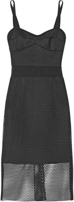 Milly Honeycomb-mesh and crepe dress