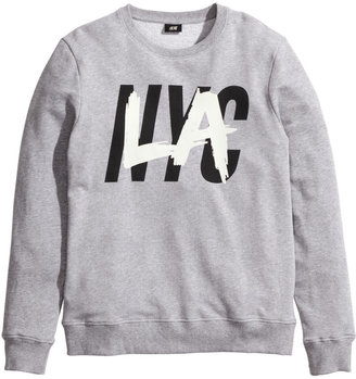 H&M Sweatshirt with Printed Design - Gray melange - Men