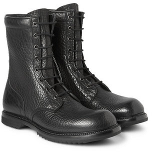 Rick Owens Textured-Leather Combat Boots