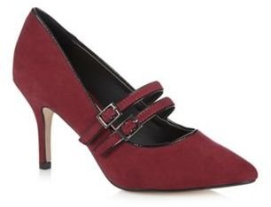 The Collection Dark red tipped twin strap high court shoes