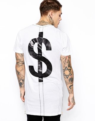 Religion Longline T-Shirt with Wall Street Print