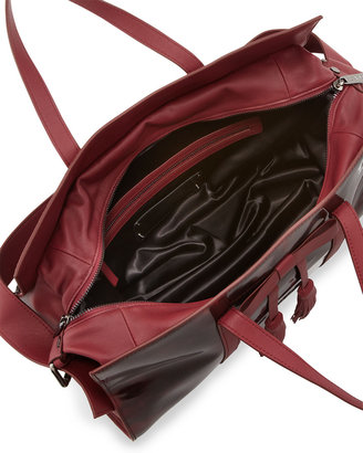 L.A.M.B. Adette Glazed Leather Satchel Bag, Cranberry