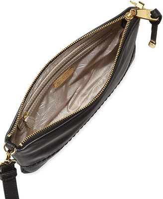 Badgley Mischka Piper Contrast Leather Pyramid Stud Shoulder Bag, Black