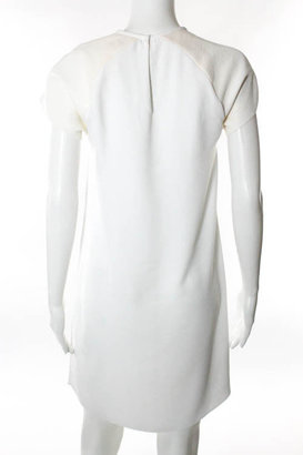 Ellery NWT White Crepe Coated Knit Contrast Short Sleeve Dress Sz 2 $595